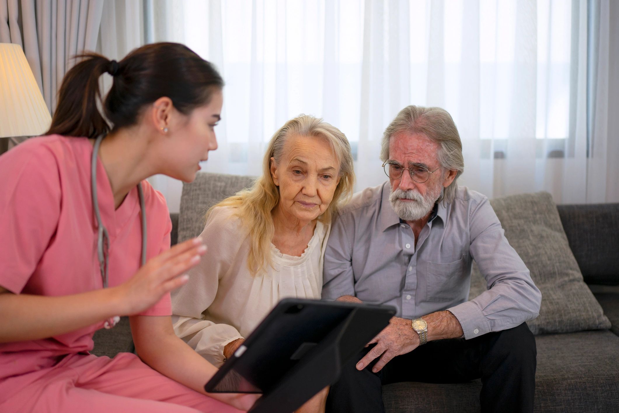 Healthcare professional using connected medical technology